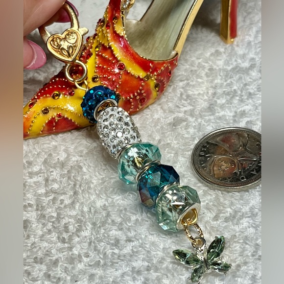 🦋Pandora like charms with green crystals and butterfly accent purse bling - Picture 8 of 11